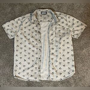Disney Men's Cream Mickey Mouse Button Down Shirt